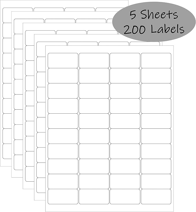 Arlig 2x1 Inch Waterproof Labels for Inkjet Printers Smudge-Proof, Oil-Proof Label for Bottles, Pantry, Lip Gloss, Jars, Food, and Essential Oils | 200 Labels (5 Letter Size Sheets, 40/Sheet) (Matte)