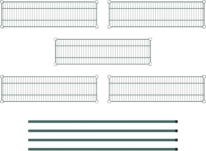 Commercial NSF Listed Green Epoxy Stationary Wire Shelving Kit 12" x 42" x 64", with 5 Shelves Perfect for Warehouse, Walk-in Refrigerator, Freezer, Grocery Store, Restaurant, Dishroom
