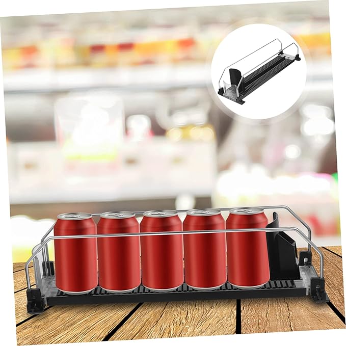 Fridge Drink Organizer Pusher Automatic Beverage Thruster Plastic Shelf Dispenser for Home Kitchen and Convenience Store Storage 12.4X3.5X3.3 Inch