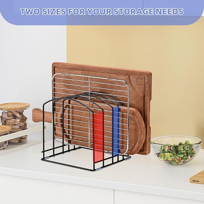 5-Slot Cutting Board Organizer, Bakeware Organizer, and Kitchen Cabinet Organizer for Baking Trays and Cookie Sheets - Black (Mix Pack 2pcs)