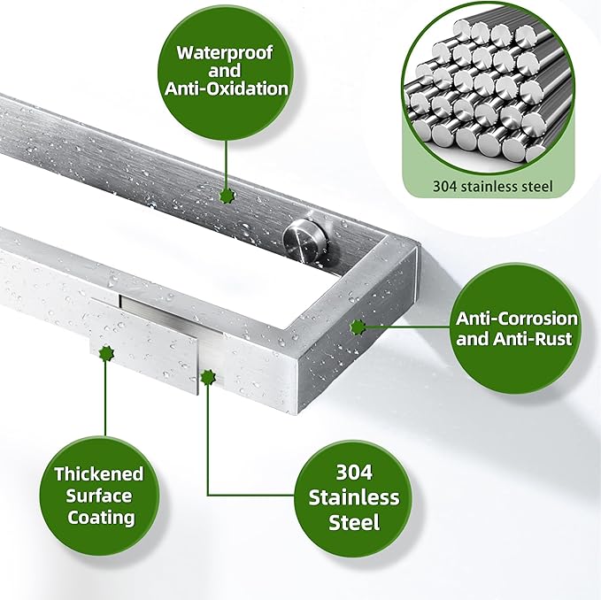 Alise Bath Towel Bar,Wall Mount Towel Holder Towel Rack Towel Hanger for Bathroom Lavatory,8 Inch SUS304 Stainless Steel Towel Rail,Brushed Finish