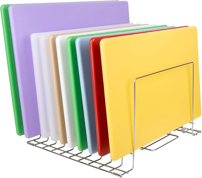 Thirteen Chefs Stainless Steel Cutting Board Rack - Ten 1" Slots fits Baking Sheets, Pans and Lids - Commercial Grade Organizer and NSF Stamped for Restuarants and Kitchens