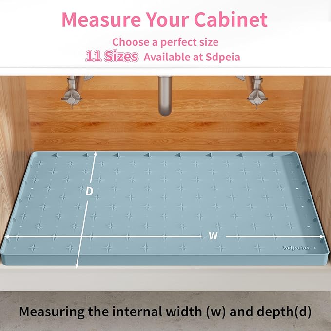 Sdpeia Under Sink Mat 34"×22" Waterproof Silicone Cabinet Liner & Sink Protector for Kitchen & Bathroom, Multi-Purpose Organizers Tray for Pets, Laundry, Cat Litter Mat