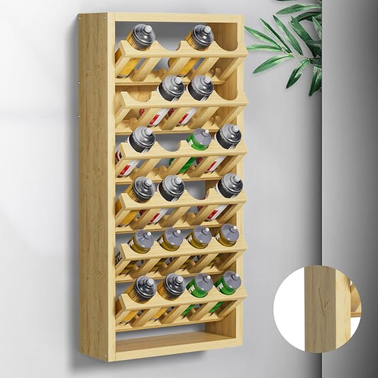 24 Can Spray Paint or Lube Can Storage Holder Rack,Wall Mount 6-tier Aerosol Spray Paint Bottle Wooden Organizer for Garage and Home Craft Workspace 14.2" (L) x 5" (W) x 30" (H)