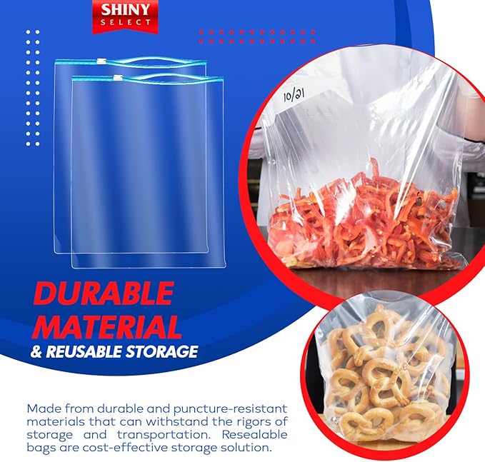 [ 100 ] X-Large 3.5 Gallon Big Freezer Food Storage Bags with Resealable Slider Closure, for Storage & Moving Organization 16" x 18" Clear (Slider)