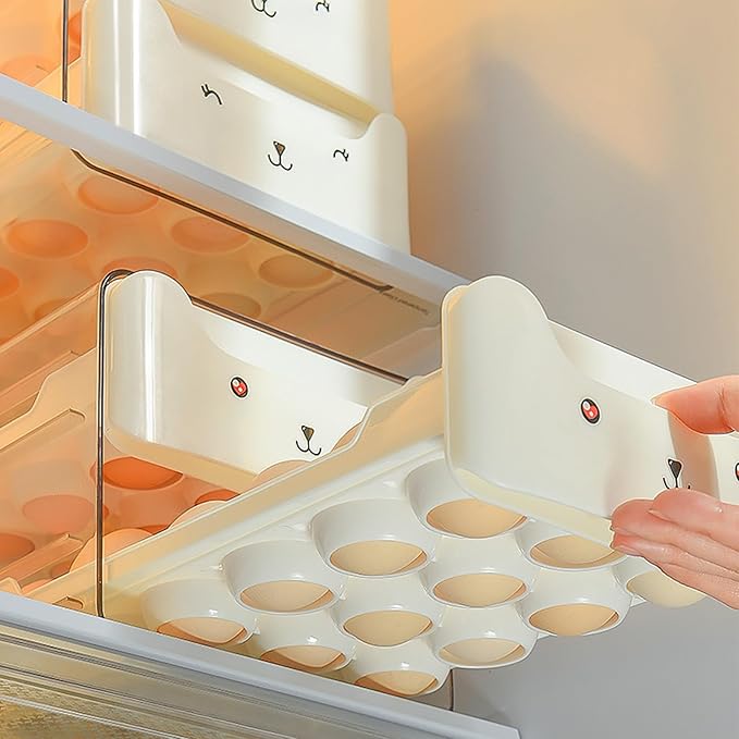 Egg Container Storage Box Double Layer Stackable Clear Plastic Drawer Design Egg Holder Organizer For Refrigerator Fridge 30.5x17x15cm