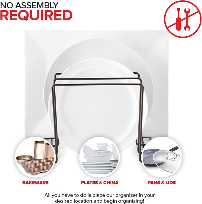 Stock Your Home Kitchen Cabinet Organizer, Bronze (8 Pack) Steel Baking Sheet Holder with 4 Slots for Cabinet, Bakeware Organizer, Divider for Cutting Boards, Pot Lids, Pan Lids, Cookie Sheets