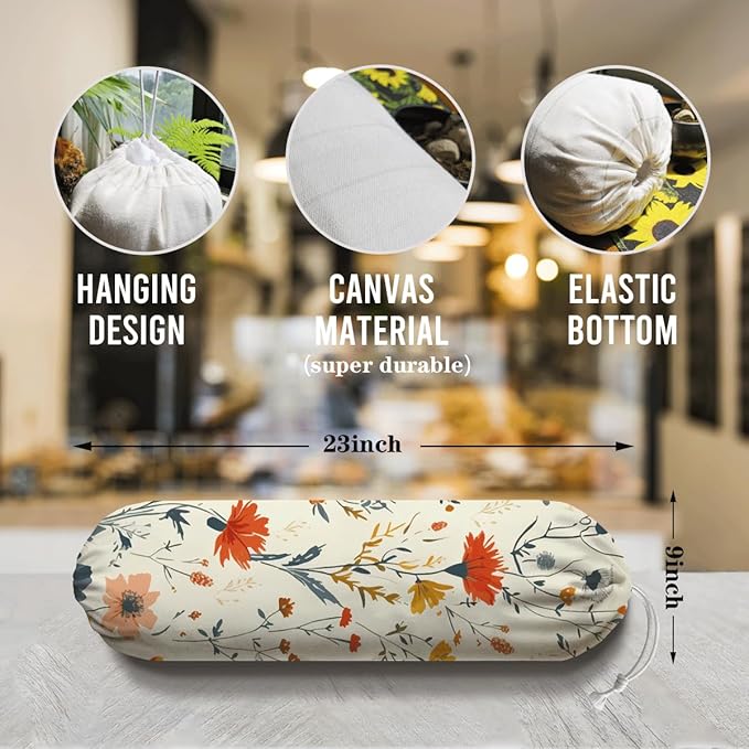 Aesthetic Floral Bag Holder, Wall Mount Plastic Bags Storage Container Dispensers, Kitchen Essentials, Kitchen Housewarming Gifts for Women Family Friends Grandma Mom
