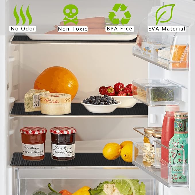 HooTown Shelf Liner Kitchen Cabinet Drawer Mats 11.8 Inch Wide x 19.6 Feet Long, Non Adhesive EVA Rubber Washable Waterproof Pantry Closet, Cupboard, Drawer Organizer Mat, Black