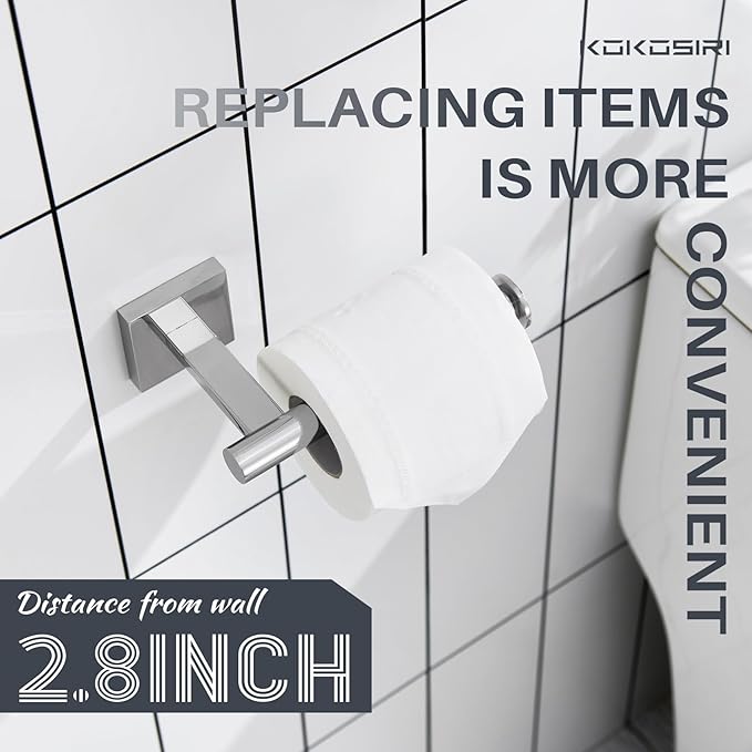 KOKOSIRI Toilet Paper Holder for Bathroom Toilet Roll Holder Hold Mega Rolls Wall Mounted, Polished Chrome Stainless Steel B2008CH