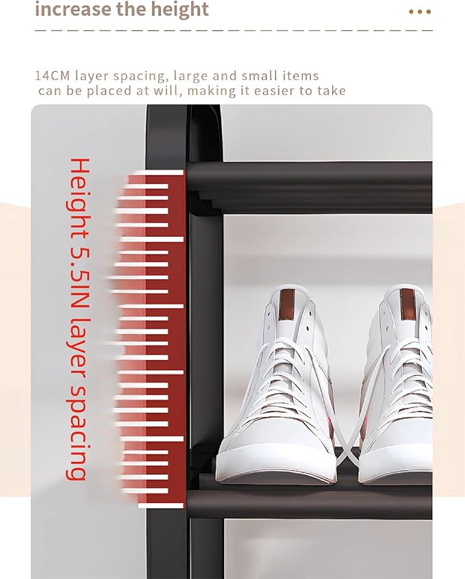 Expandable Shoe Rack Narrow Vertical Organizer Sturdy Free Standing Shoes Storage Shelf for Closet, Entryways, Hallways & Living Rooms 5 Tier - 23.6" W Hold 15 Pairs