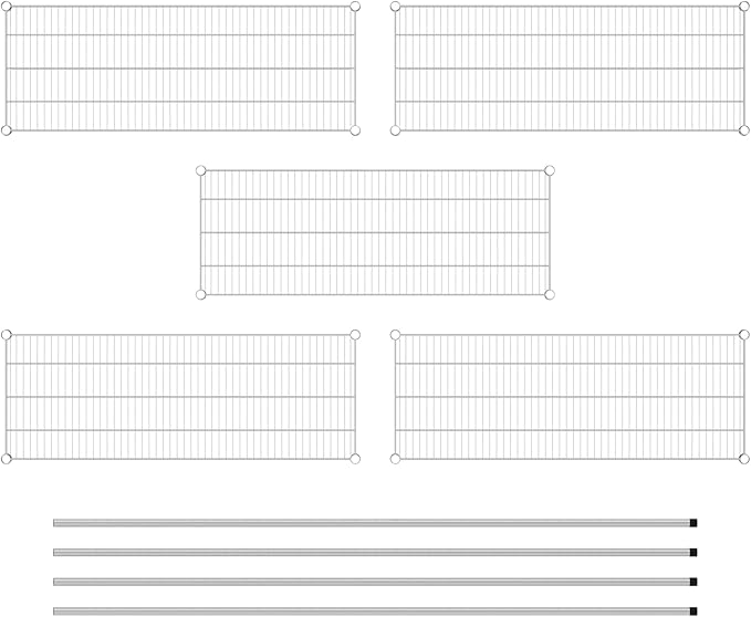 Commercial NSF Listed Chrome Stationary Wire Shelving Kit 18" x 48" x 86", with 5 Shelves Perfect for Warehouse, Walk-in Refrigerator, Freezer, Grocery Store, Restaurant, Dishroom