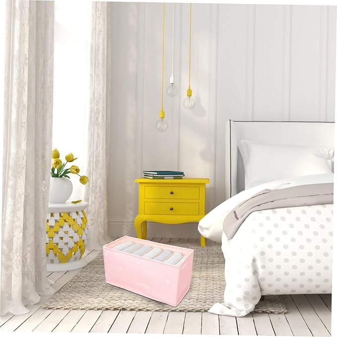 Amosfun Multi-functional Foldable Clothes Storage Box Soft Fabric Drawer Organizer for Pants Underwear and Accessories Space-saving Design Lotus Pink
