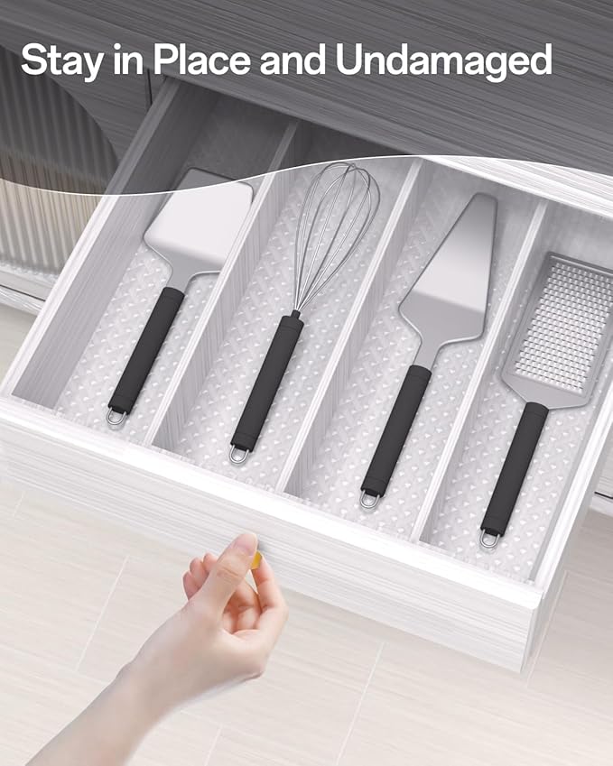 Shelf and Drawer Liner for Kitchen Cabinet, Non-Adhesive 24in x 240in Waterproof Contact Paper Refrigerator Liners Thickened Durable EVA Material Non Slip Mat for Dresser Cupboard Pantry Protector