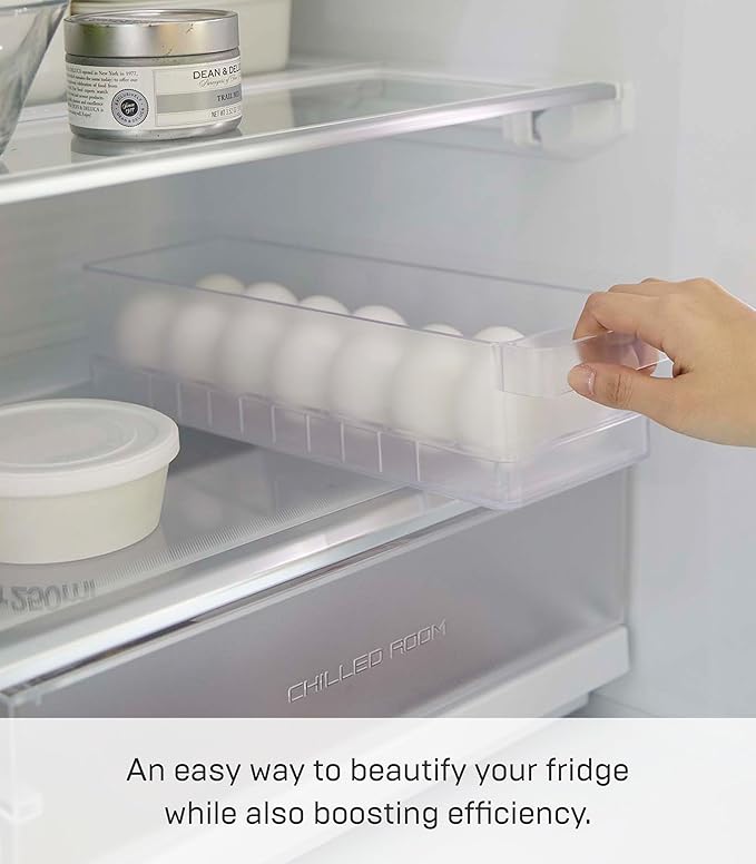 Yamazaki Home Tower Egg Holder Organizer for Refrigerator Or Counter - Kitchen Food Storage, Stackable Fridge Drawer - Eggs - Abs Plastic -
