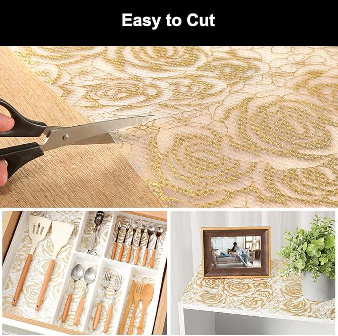 Cooyes Shelf Liner – Premium Non-Adhesive Cabinet & Drawer Liner for Kitchen – Waterproof Shelf Paper with Modern Pattern – Durable EVA Cabinet Mat – Easy to Cut （12" W x 360" L）
