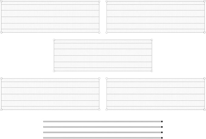 Commercial NSF Listed Chrome Stationary Wire Shelving Kit 24" x 72" x 86", with 5 Shelves Perfect for Warehouse, Walk-in Refrigerator, Freezer, Grocery Store, Restaurant, Dishroom