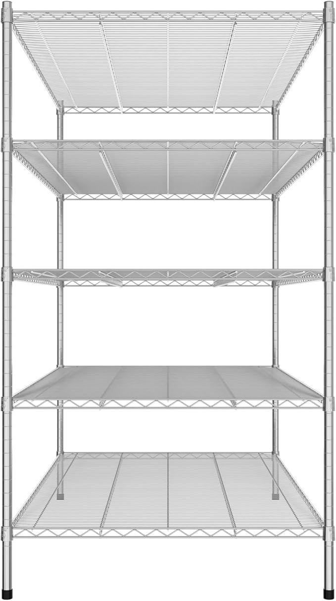 Commercial NSF Listed Chrome Stationary Wire Shelving Kit 36" x 60" x 64", with 5 Shelves Perfect for Warehouse, Walk-in Refrigerator, Freezer, Grocery Store, Restaurant, Dishroom