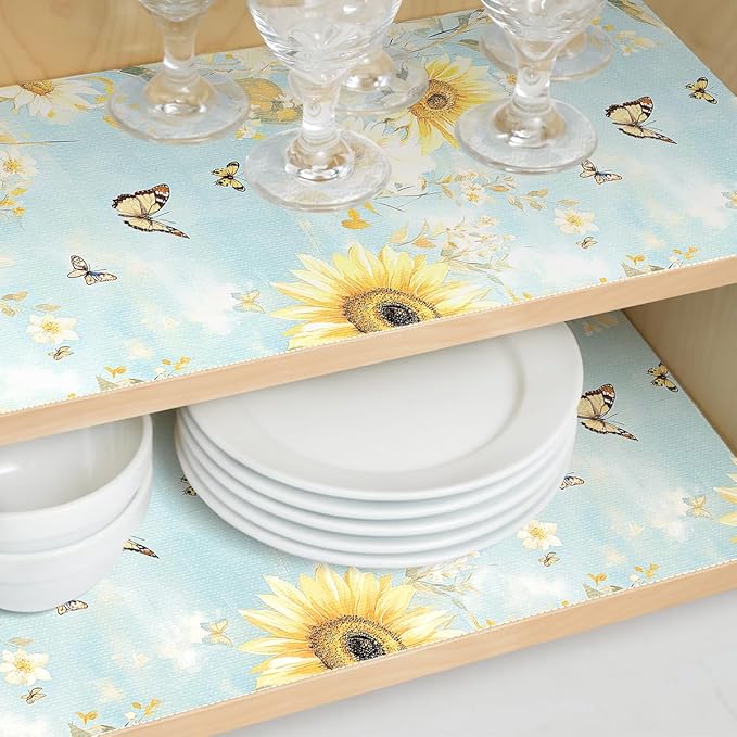 Quttisay Shelf Liner for Kitchen Cabinets Non Adhesive Drawer Liner,Cabinet Liner for Shelves,Non Slip Kitchen Drawer Liners for Dresser,Waterproof Shelf Paper for Refrigerator,Cupboard,12In x 16.4FT