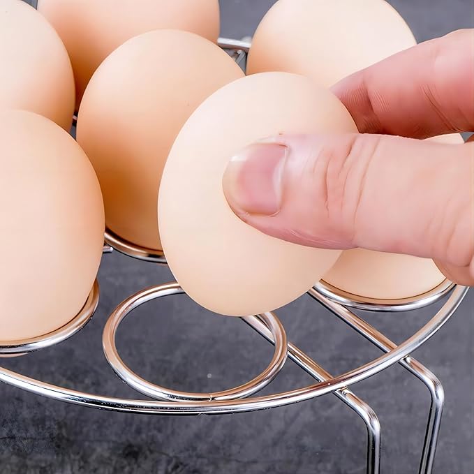GREATLINK Stainless Steel Egg Rack & Steamer Basket for Pressure Cookers - 7 Egg Cooking Rack Trivet Organizer, Multi-Use Kitchen Tool for Eggs, Veggies, Utensils