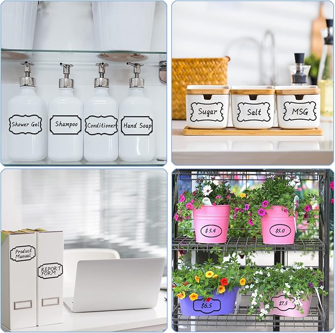 138pcs Removable Transparent Labels for Jars, Waterproof Labels for Bottles with Black Border, Kitchen Food Container Clear Label Stickers with 2 Markers for Storage Bin, Home Organization