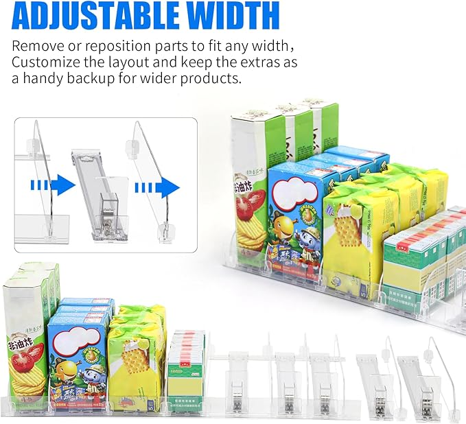 9-Pack Spring-Loaded Shelf Pusher System for Retail - Adjustable Width Fits Supermarket/Store/Pharmacy, Auto-Push Snack, Cigarette & Medicine Display Organizer, Durable Shelf Merchandiser