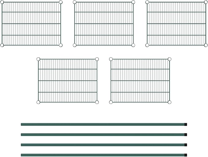 Commercial NSF Listed Green Epoxy Stationary Wire Shelving Kit 18" x 24" x 64", with 5 Shelves Perfect for Warehouse, Walk-in Refrigerator, Freezer, Grocery Store, Restaurant, Dishroom