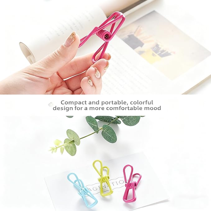 10 Pack Chip Clips, Bag Clips, Clothes Pins | Reusable Metal Heavy Duty PVC-Coated Wire Utility Food Clip for Kitchen, Laundry Clothespins, Office | Rustproof Waterproof Durable | Assorted Colors