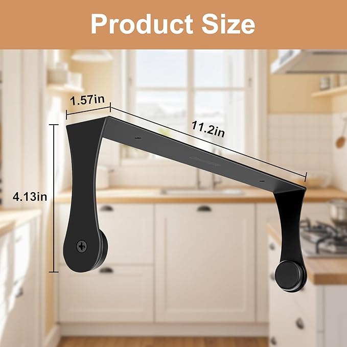 Under Cabinet Paper Towel Holder, Stainless Steel Paper Towel Holder – Wall Mount or Under Cabinet Mount Paper Roll Holder for Kitchen & Bathroom (2 Pack Black)