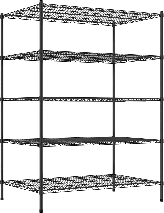 Commercial NSF Listed Black Epoxy Stationary Wire Shelving Kit 36" x 54" x 74", with 5 Shelves Perfect for Warehouse, Walk-in Refrigerator, Freezer, Grocery Store, Restaurant, Dishroom