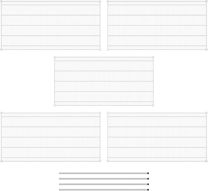 Commercial NSF Listed Chrome Stationary Wire Shelving Kit 36" x 72" x 64", with 5 Shelves Perfect for Warehouse, Walk-in Refrigerator, Freezer, Grocery Store, Restaurant, Dishroom