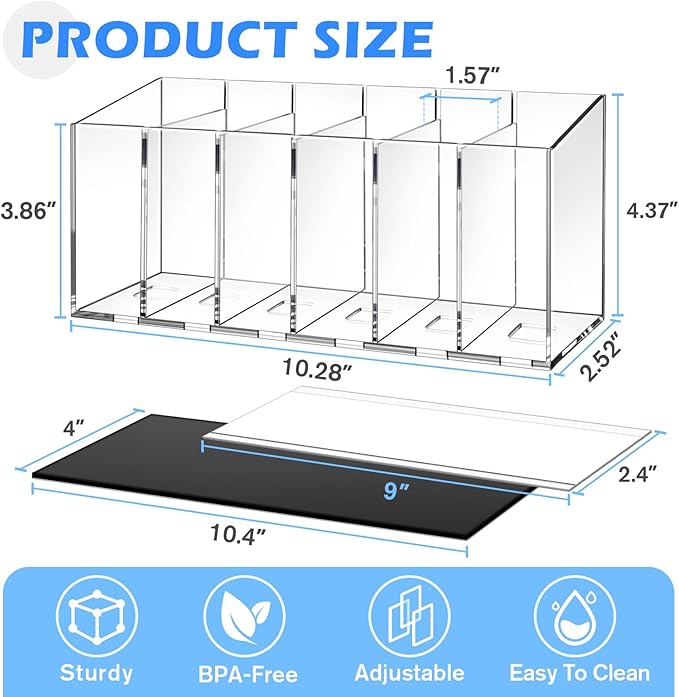 Drink Packet Organizer, Magnetic & Adhesive Water Packet Organizer with Removable Dividers & 6 Compartment for Kitchen Pantry Table Fridge Cabinet