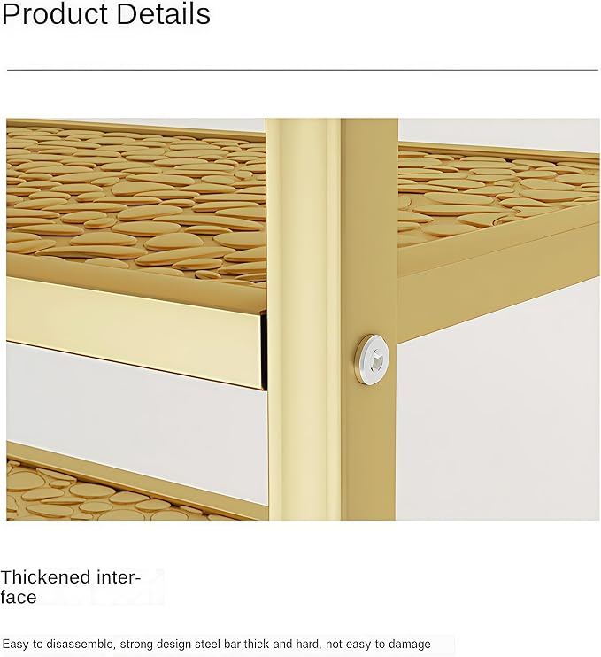 3 Tier Metal Shoe Rack Organizer Vertical Design Entryway Storage Cabinet for Entrance or Kitchen Small and Narrow Free Standing Gold