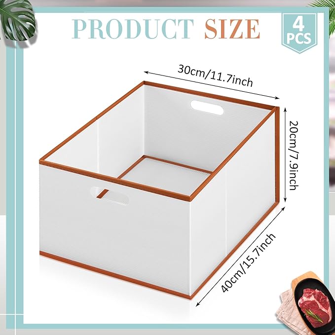 Chunful 4 Pcs Freezer Organizer Bins, Collapsible Deep Chest Freezer Organizer Bins with Handles 11.7'' x 15.7'' x 7.9'' Water Resistant for Bedroom, Pantry, Living Room, Fruits, Meats