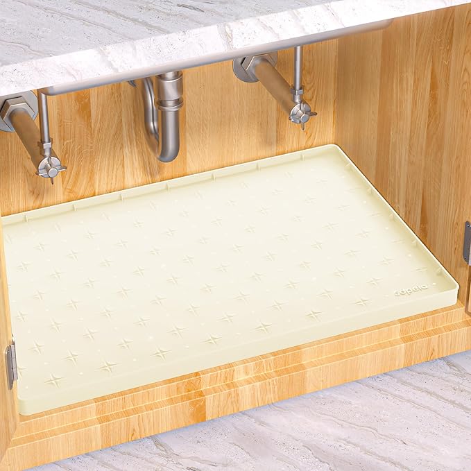 Sdpeia Under Sink Mat 34"×22" Waterproof Silicone Cabinet Liner & Sink Protector for Kitchen & Bathroom, Multi-Purpose Organizers Tray for Pets, Laundry, Cat Litter Mat