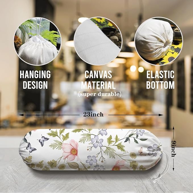 Wild Flower Bag Holder, Washable Shopping Bag Holder, Cute Plastic Bags Dispenser Holders, Kitchen Essentials, Kitchen Housewarming Gifts for Women Family Friends Grandma Mom