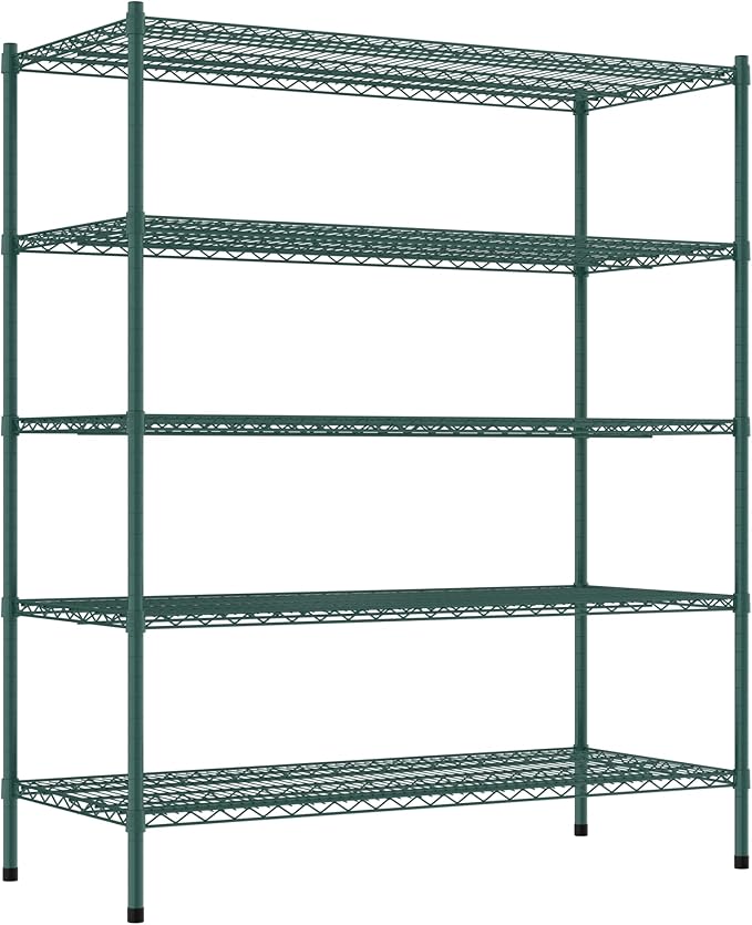 Commercial NSF Listed Green Epoxy Stationary Wire Shelving Kit 24" x 54" x 64", with 5 Shelves Perfect for Warehouse, Walk-in Refrigerator, Freezer, Grocery Store, Restaurant, Dishroom