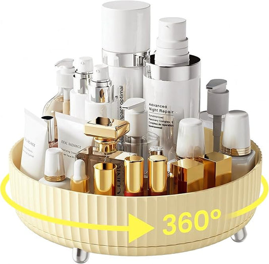 A-LuGei 【Crystal Design 11" Perfume Organizer,【360° Rotating】 Vanity Organizer, Bathroom Organizers and Storage, Makeup Organizer for Skincare Cosmetic Lazy Susan Dresser Decor【Water Ripple】