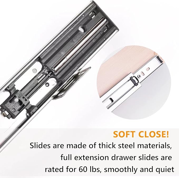 23”W x 21”D x 3”H Soft Close Slide Out Wood Drawer Organizer for Kitchen, Bottom and Side Assembly (Cabinet Opening>23.5 inches for Bottom Assembly, Opening= 23 inches for Side Assembly)
