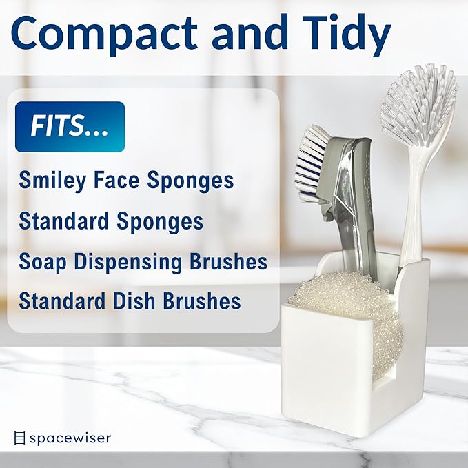 TidyNook Silicone Sink Caddy - Sponge Holder for Kitchen Sink, Dish Brush Holder, Fits Scrub Daddy Sponges, Scrub Mommy, and all Dish Sponges, Compact Kitchen Sinks Organizer Caddy, No Rust