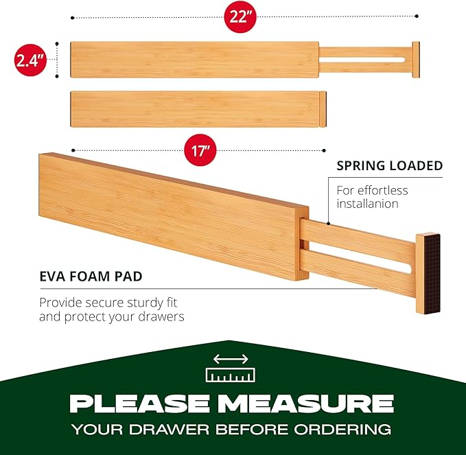 ROYAL CRAFT WOOD Adjustable Bamboo Drawer Dividers
