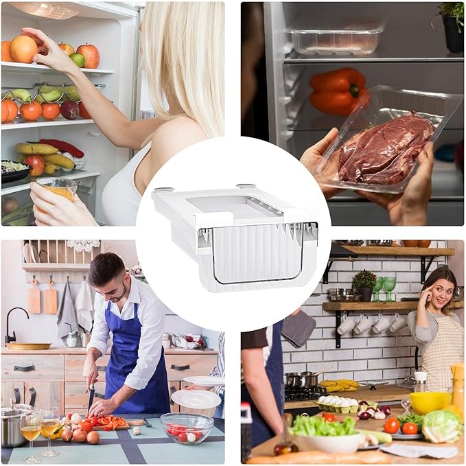 Fridge Storage Drawer Organizer - Pull Out Fridge Organizer Boxes | Stackable Refrigerator Drawer Organizer Bins, Drawers Container Boxes for Fridge Pantry Shelf Refrigerator Organization