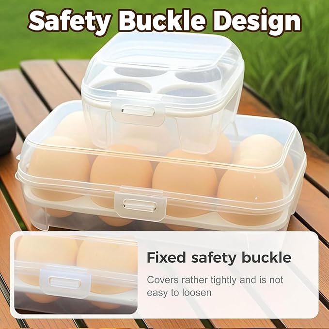 2 PCS Camping Egg Container, Portable Eggs Carrier for Outdoor, Hiking, Kitchen, Refrigerator, Trekking with Removable Dividers (3-Compartment)