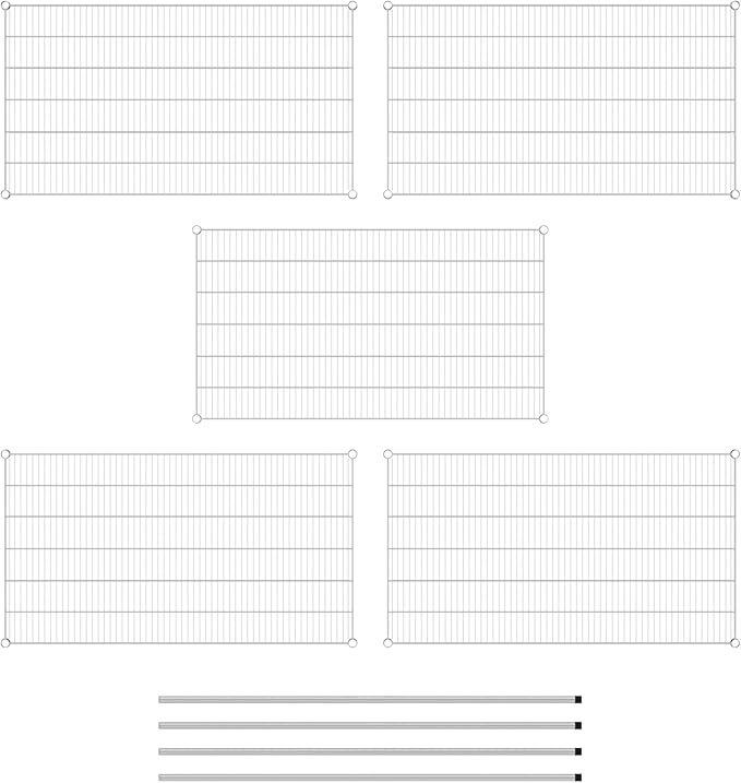 Commercial NSF Listed Chrome Stationary Wire Shelving Kit 30" x 54" x 64", with 5 Shelves Perfect for Warehouse, Walk-in Refrigerator, Freezer, Grocery Store, Restaurant, Dishroom