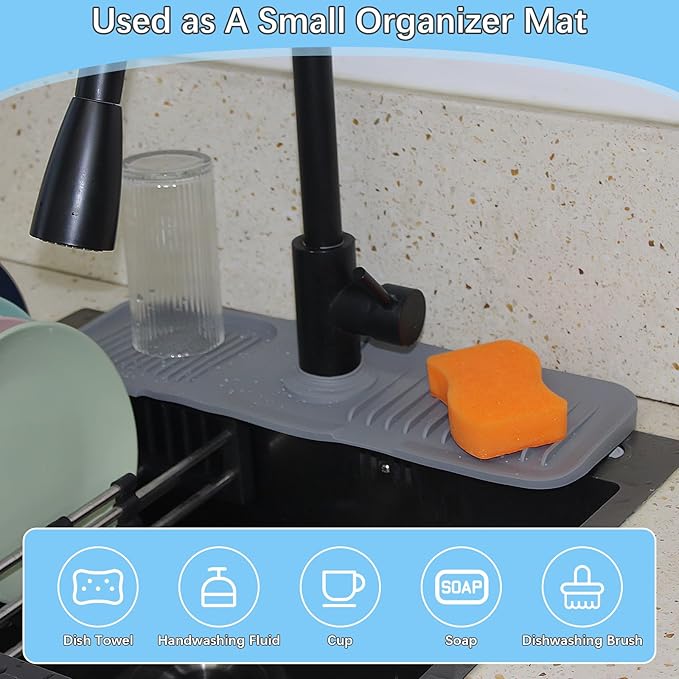 DTXIAQIAO 14.5 * 5.5 Inch Large Non-Slip Base,Multi-Surface Protector for Kitchen,Bathroom,Laundry,RV,Easy Clean Water Deflector Accessory(Dark Gray)