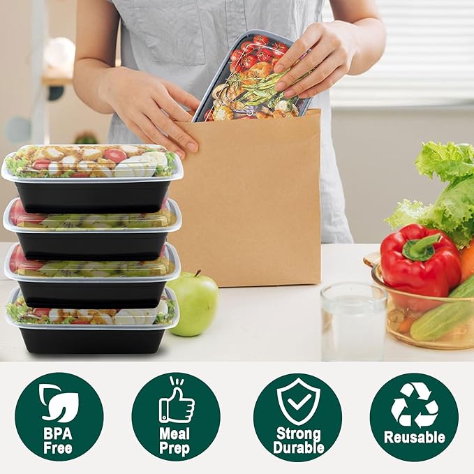 KEEP COLDER 38 Oz Plastic Meal Prep Containers - [100 Set] Food Storage Containers with Lids - Clear Disposable To Go Containers, BPA Free, Stackable, Leakproof, Microwave and Freezer Safe