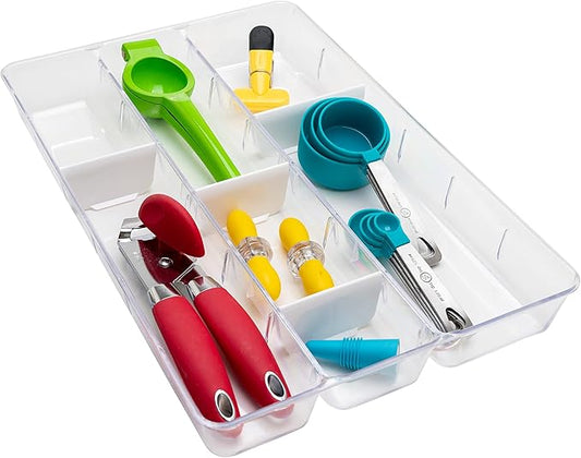 Dial Industries Junk Vanity Office Drawer Organizer Tray with Adjustable Dividers