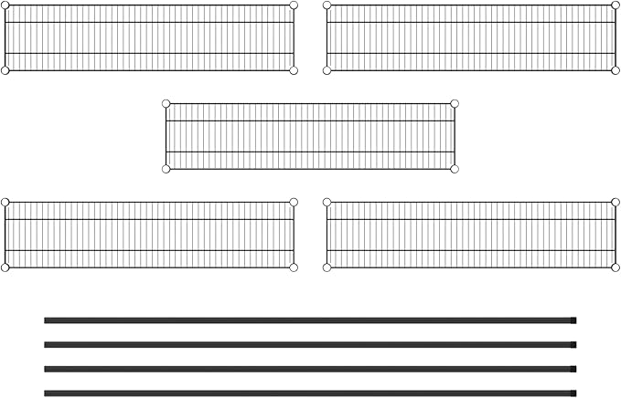 Commercial NSF Listed Black Epoxy Stationary Wire Shelving Kit 12" x 48" x 86", with 5 Shelves Perfect for Warehouse, Walk-in Refrigerator, Freezer, Grocery Store, Restaurant, Dishroom