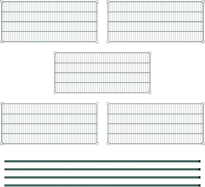 Commercial NSF Listed Green Epoxy Stationary Wire Shelving Kit 21" x 48" x 96", with 5 Shelves Perfect for Warehouse, Walk-in Refrigerator, Freezer, Grocery Store, Restaurant, Dishroom