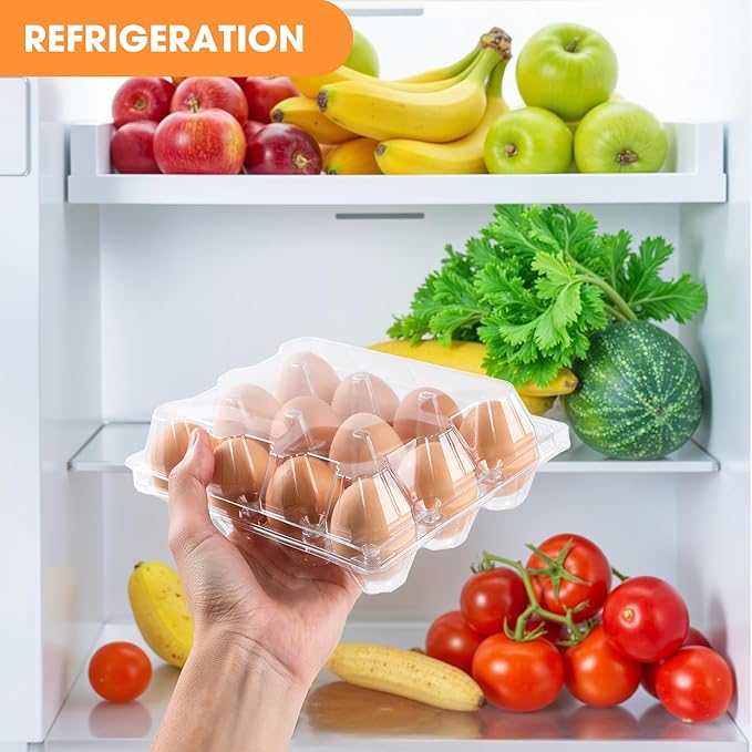 AYAYGD 55 Pack Clear Egg Cartons Cheap Bulk,Plastic Egg Carton Bulk 15 Count,Reusable Egg Holder, Medium Egg Containers for Chicken Eggs 3x5 Grids